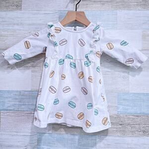 Silkberry Baby Macaron Ruffle 2 Pc Dress White Organic Cotton Baby Girl 12M-18M